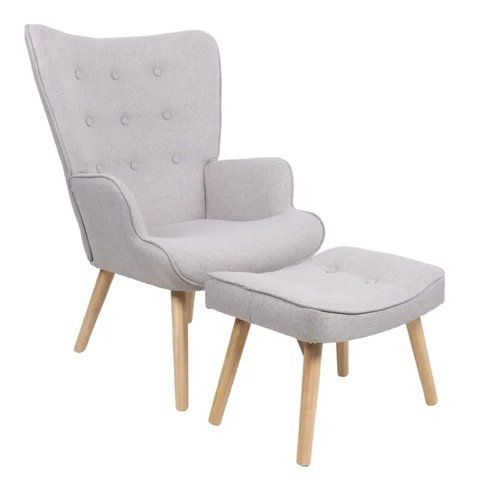 Крісло м'яке з підставкою для ніг MEBEL ELITE LOZANO 2 тканина Сірий фотографія