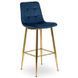 Барный стул бархатный MEBEL ELITE ARIEL Velvet Синий / Золотой
