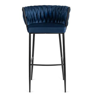 Барный стул бархатный MEBEL ELITE FLORES Velvet темно-синий/черный фотография