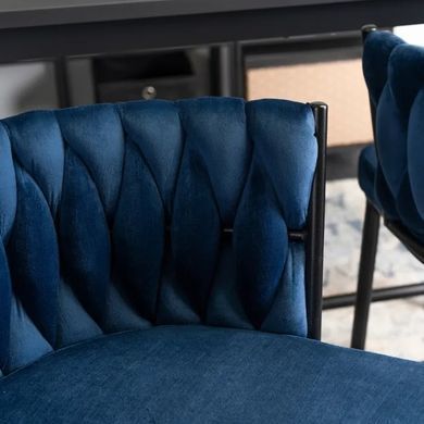 Барный стул бархатный MEBEL ELITE FLORES Velvet темно-синий/черный фотография