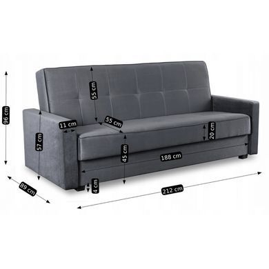 Диван розкладний MEBEL ELITE ALUNA 212 см Сірий фотографія