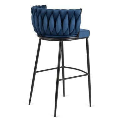 Барный стул бархатный MEBEL ELITE FLORES Velvet темно-синий/черный фотография