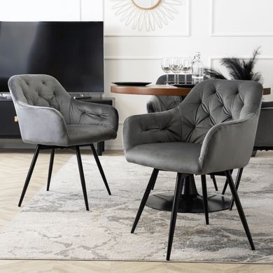 Стул поворотный бархатный MEBEL ELITE IDA Velvet Серый фотография