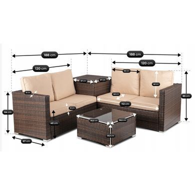 Комплект садових меблів MEBEL ELITE NEGRO Коричневий/Беж