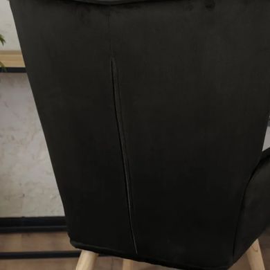 Кресло мягкое бархатное с подставкой для ног MEBEL ELITE LOZANO Velvet Черный фотография