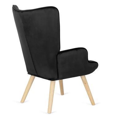 Кресло мягкое бархатное с подставкой для ног MEBEL ELITE LOZANO Velvet Черный фотография