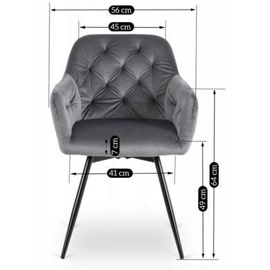 Стул поворотный бархатный MEBEL ELITE IDA Velvet Серый фотография