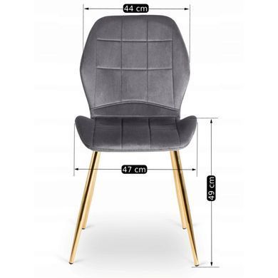 Комплект стола MEBEL ELITE TINGA 100х100 см Черный/золото +4 стулья IRYS Velvet Серый/золото фотография
