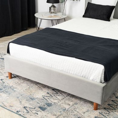 Кровать двуспальная бархатная MEBEL ELITE DENNIS Velvet 120x200 Светло Серый фотография