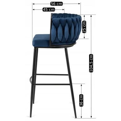 Барный стул бархатный MEBEL ELITE FLORES Velvet темно-синий/черный фотография