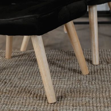 Кресло мягкое бархатное с подставкой для ног MEBEL ELITE LOZANO Velvet Черный фотография