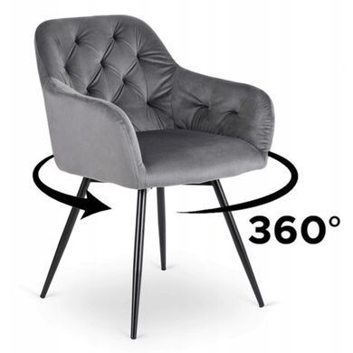 Стул поворотный бархатный MEBEL ELITE IDA Velvet Серый фотография