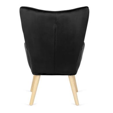 Кресло мягкое бархатное с подставкой для ног MEBEL ELITE LOZANO Velvet Черный фотография