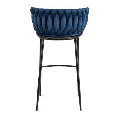 Барный стул бархатный MEBEL ELITE FLORES Velvet темно-синий/черный фотография