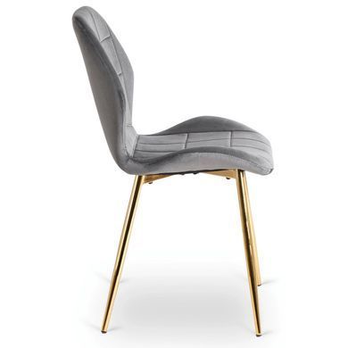 Комплект стола MEBEL ELITE TINGA 100х100 см Черный/золото +4 стулья IRYS Velvet Серый/золото фотография