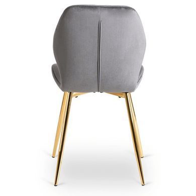 Комплект стола MEBEL ELITE TINGA 100х100 см Черный/золото +4 стулья IRYS Velvet Серый/золото фотография