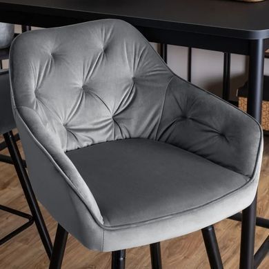 Барний стілець оксамитовий MEBEL ELITE SALEM Velvet сірий / чорний фотографія