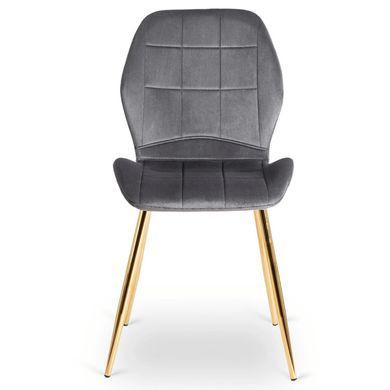 Комплект стола MEBEL ELITE TINGA 100х100 см Черный/золото +4 стулья IRYS Velvet Серый/золото фотография