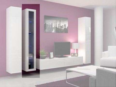 Витрина навесная VIGO Cama 180 Стекло Белый Мат / Белый Глянец фотография