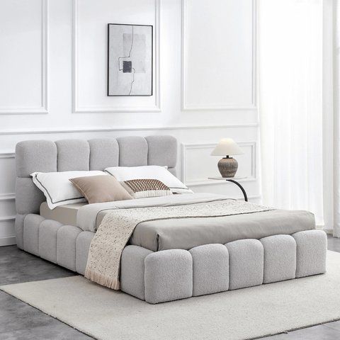 Кровать двуспальная MEBEL ELITE MURACJA 160x200 см Серая Букле фотография