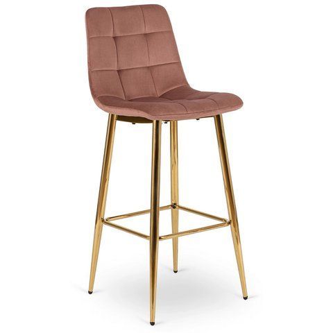 Барный стул бархатный MEBEL ELITE ARIEL Velvet Розовый / Золотой фотография