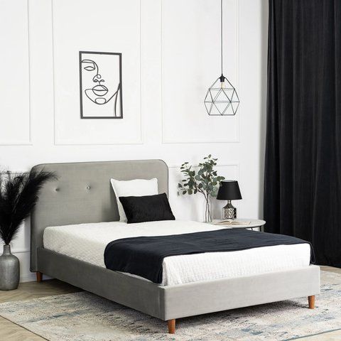 Ліжко двоспальне оксамитове MEBEL ELITE DENNIS Velvet 120x200 Світло Сірий фотографія