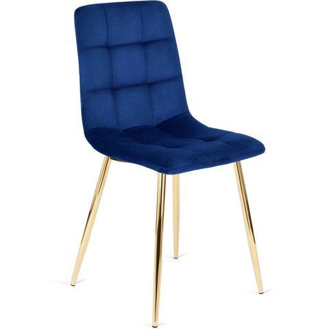 Стул бархатный MEBEL ELITE YORK Velvet, Синий / Золотой фотография