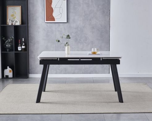 Стіл розкладний OSLO CERAMIC Intarsio 120(180)*80 Білий Глянець Чорний фотографія