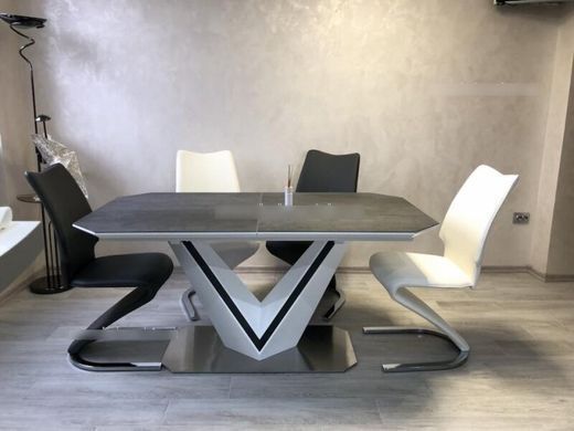 Стіл Обідній VALERIO CERAMIC Signal 160(220)X90 Сірий / Білий фотографія