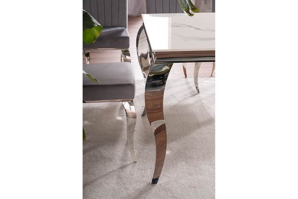 Стіл обідній PRINCE CERAMIC Signal 150x90 Білий Мармур / Хром фотографія