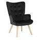Кресло мягкое бархатное с подставкой для ног MEBEL ELITE LOZANO Velvet Черный
