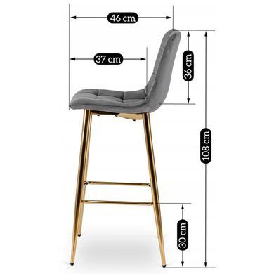 Барний стілець оксамитовий MEBEL ELITE ARIEL Velvet Сірий / Золотий фотографія