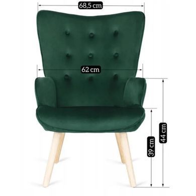 Крісло м'яке оксамитове з підставкою для ніг MEBEL ELITE LOZANO Velvet Зелений фотографія