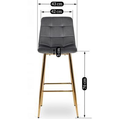Барний стілець оксамитовий MEBEL ELITE ARIEL Velvet Сірий / Золотий фотографія