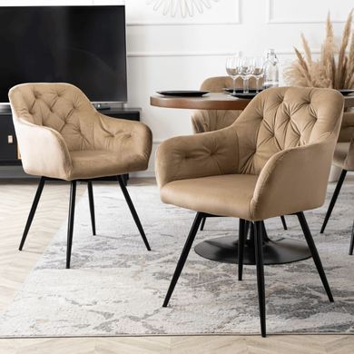 Стілець поворотний оксамитовий MEBEL ELITE IDA Velvet Беж фотографія
