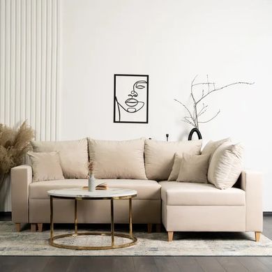 Кутовий диван оксамитовий MEBEL ELITE MARKUS Velvet 238 см Бежевий (правий) фотографія