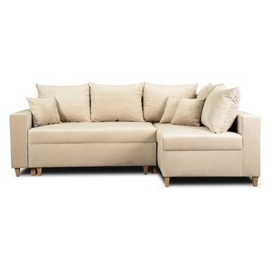 Кутовий диван оксамитовий MEBEL ELITE MARKUS Velvet 238 см Бежевий (правий) фотографія