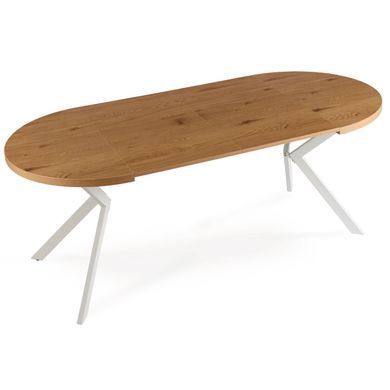 Стіл розкладний круглий MEBEL ELITE DORIAN 80(160)х80 см Дуб золотиий/білий фотографія