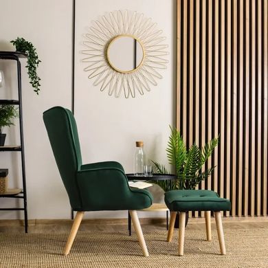 Крісло м'яке оксамитове з підставкою для ніг MEBEL ELITE LOZANO Velvet Зелений фотографія