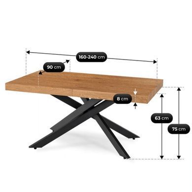 Стіл розкладний MEBEL ELITE HAMPTON 160(240)х90 см Дуб золотий фотографія