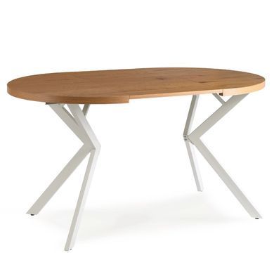 Стіл розкладний круглий MEBEL ELITE DORIAN 80(160)х80 см Дуб золотиий/білий фотографія