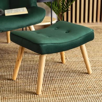 Крісло м'яке оксамитове з підставкою для ніг MEBEL ELITE LOZANO Velvet Зелений фотографія