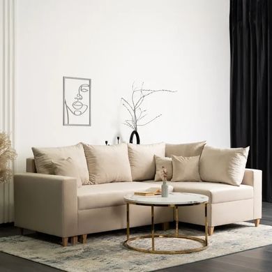 Кутовий диван оксамитовий MEBEL ELITE MARKUS Velvet 238 см Бежевий (правий) фотографія