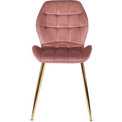 Комплект стіл MEBEL ELITE TINGA 100х100 см Чорний/золото +4 стільці LUCKY Velvet Рожевий/золото фотографія