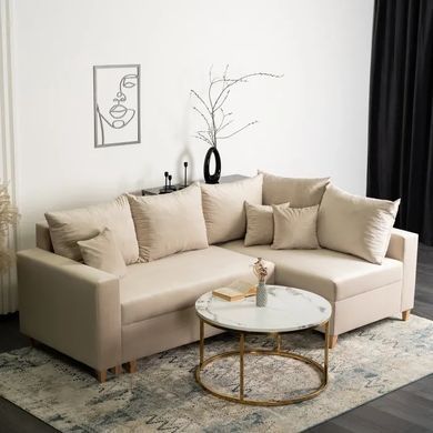 Кутовий диван оксамитовий MEBEL ELITE MARKUS Velvet 238 см Бежевий (правий) фотографія