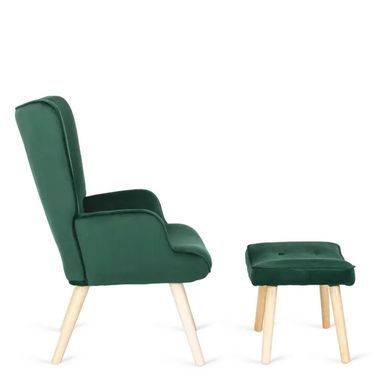 Крісло м'яке оксамитове з підставкою для ніг MEBEL ELITE LOZANO Velvet Зелений фотографія