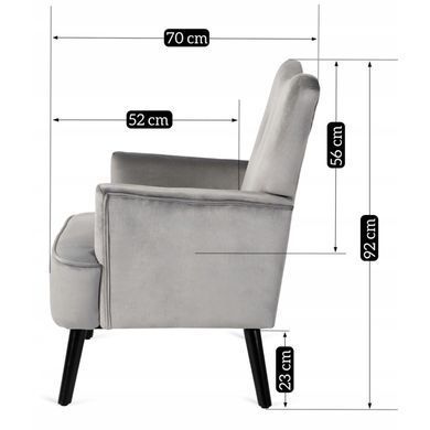 Крісло м'яке BUNNY Velvet MEBEL ELITE Сірий фотографія