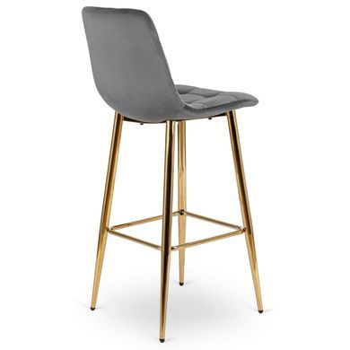 Барний стілець оксамитовий MEBEL ELITE ARIEL Velvet Сірий / Золотий фотографія