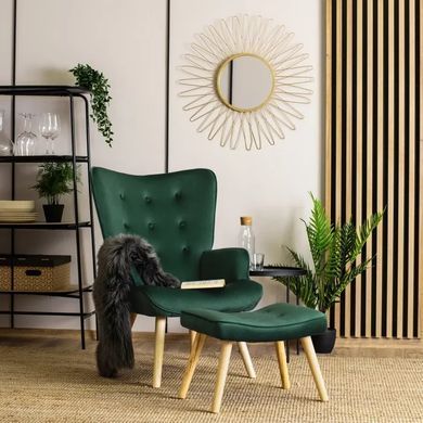 Крісло м'яке оксамитове з підставкою для ніг MEBEL ELITE LOZANO Velvet Зелений фотографія