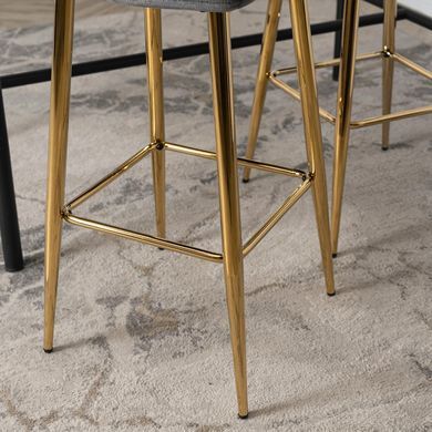 Барний стілець оксамитовий MEBEL ELITE ARIEL Velvet Сірий / Золотий фотографія